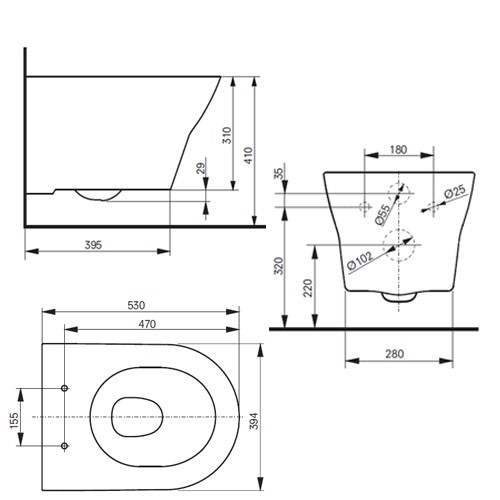 TOTO MH spülrandloses, wandhängendes Tiefspül-WC mit TornadoFlush und CefionTect-Beschichtung CW162Y