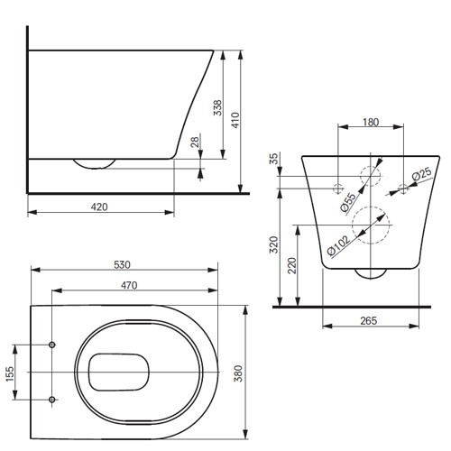 Toto Public ES spülrandloses, wandhängendes Tiefspül-WC mit TornadoFlush und CefionTect-Beschichtung CW797