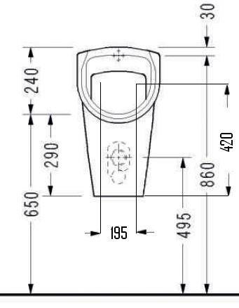 Urinal mit Deckel weissZu und Ablauf von hinten