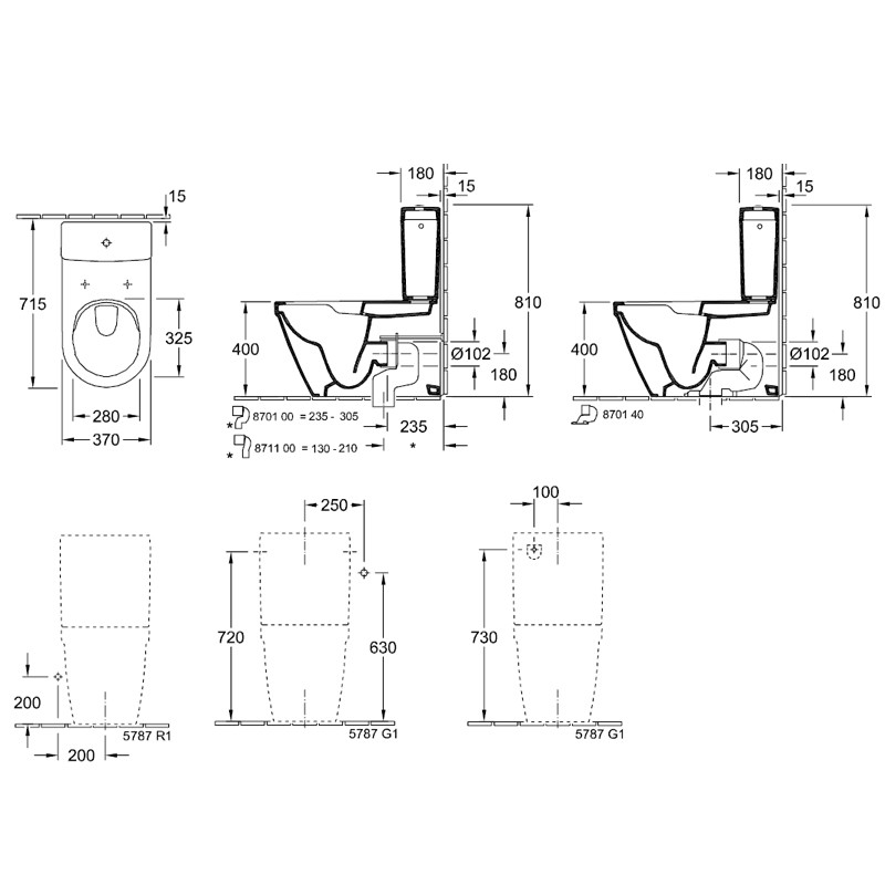 VB TS-WC spülrandlos Architectura 5691R0 370x700mm Rechteck Weiß Alpin C+