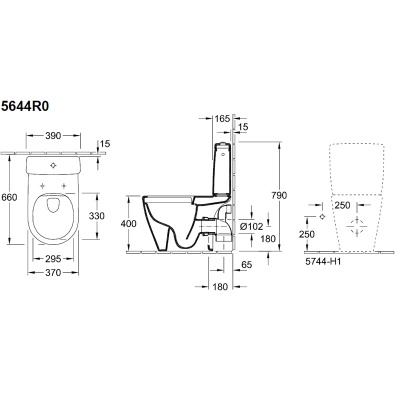 VB TSWC Komb spülrandlos Avento 5644 370x640mm DirectFlush bodenst Weiß Alpin