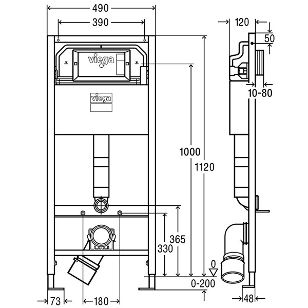 Viega WC Element Prevista Dry 8524 Objektvariante in 1120 mm