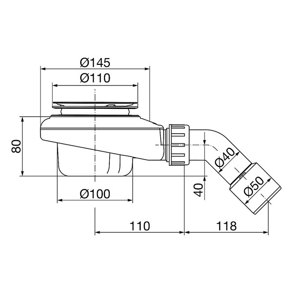 Viega Tempoplex Ablauf 6966.1 Kunststoff Funktionseinheit DN40/50 BH 80mm