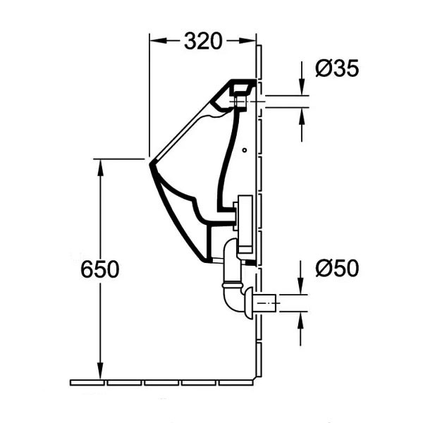 VB Absaug-Urinal Venticello 5504R0 285x545x315mm Stone White CeramicPlus