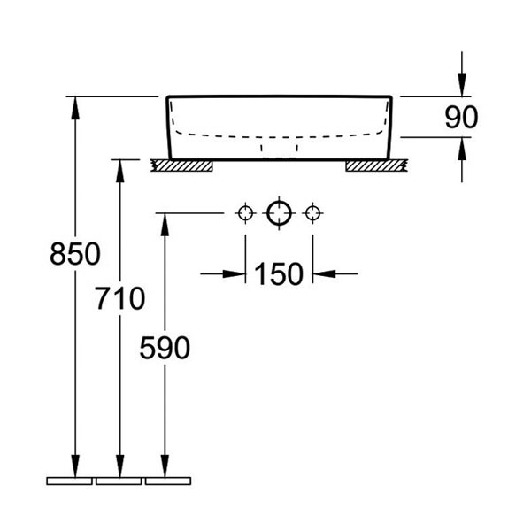 VB AWT Memento 2.0 4A07 500x420mm mittl HL durchgest m ÜL Eckig Weiß Alpin C+