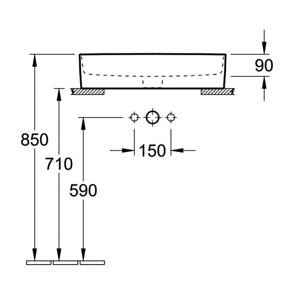 VB AWT Memento 2.0 4A07 600x420mm mittl HL durchgest m ÜL Eckig Weiß Alpin