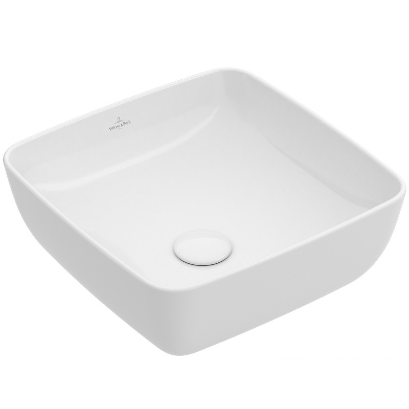 Villeroy & Boch AWT Artis 4178 410x410mm o Hahnlochbank o Ül Eckig WeißAlpin C+