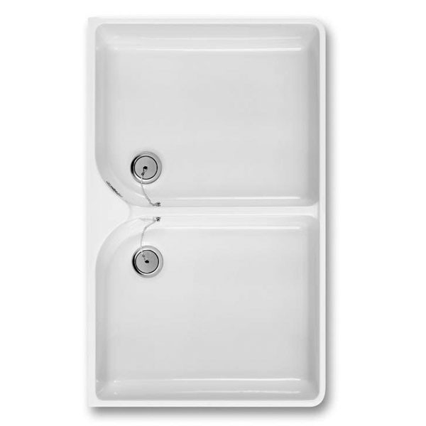 VB Doppelspülbecken O.novo 6331 795x220x500mm Weiß Alpin CeramicPlus