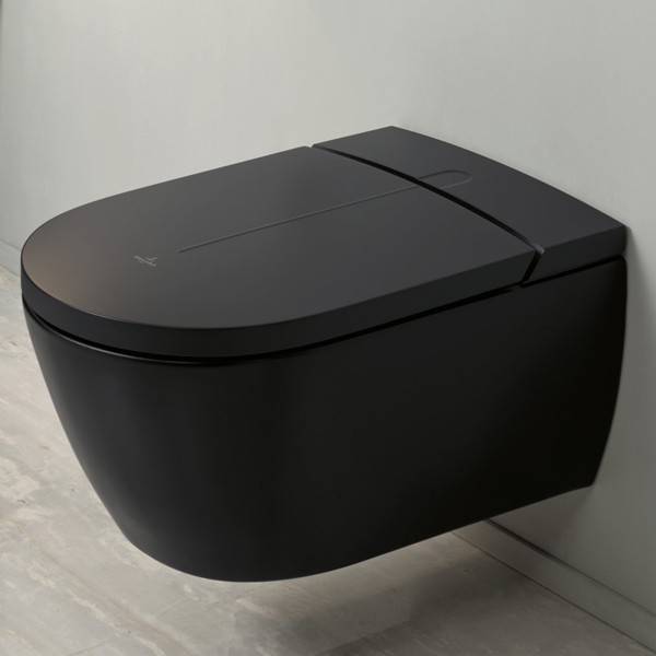 VB Dusch-WC spülrandlos ViClean-I100 595 x385x400mm Oval Pure Black CeramicPlus