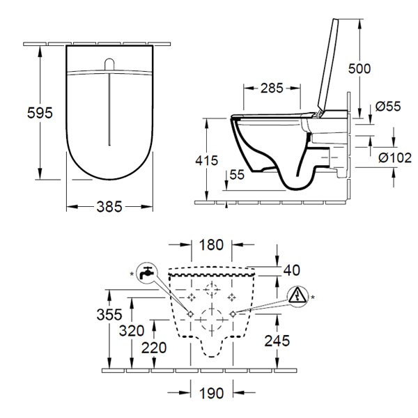Villeroy & Boch Dusch-WC spülrandlos ViClean-I100 DirectFlush wandhängend Weiß Alpin C+ V00010R1