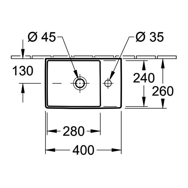 VB Handwaschbecken Memento 2.0 432340 400x260mm Rechteck Weiß Alpin C+