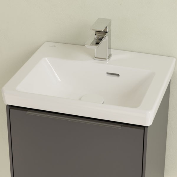 VB Handwaschbecken Subway 3.0 FK 450x 370mm Rechteck 1HL. m. ÜL. Weiß Alpin