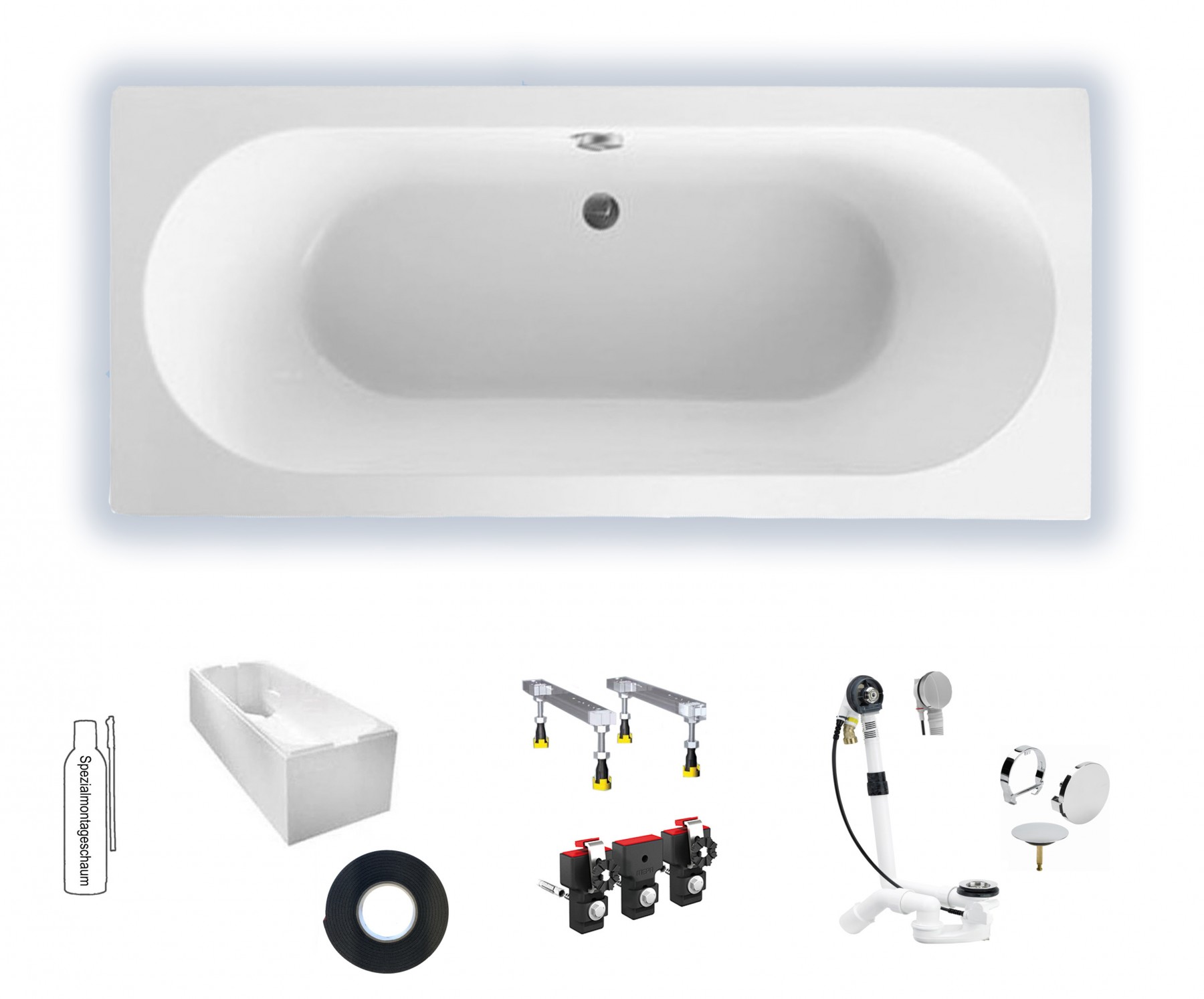 Villeroy & Boch O.novo 1900x900 Duo Rechteck Badewanne UBA190CAS2V-01