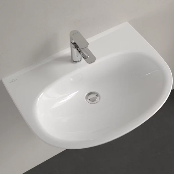 VB Waschbecken O.novo 650x480mm Oval 1HL. ohne Überlauf Weiß Alpin