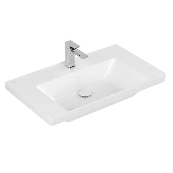 VB Schrankwaschtisch Subway 3.0 800x470 mm Rechteck 1HL. o. Überlauf Weiß Alpin