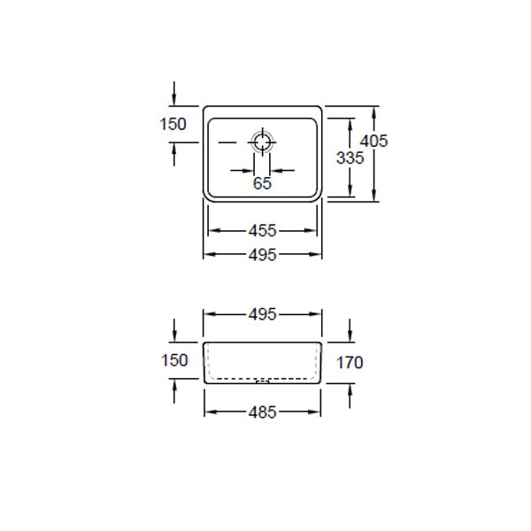 VB Spülbecke O.novo 632100 495x170x400mm Weiß Alpin