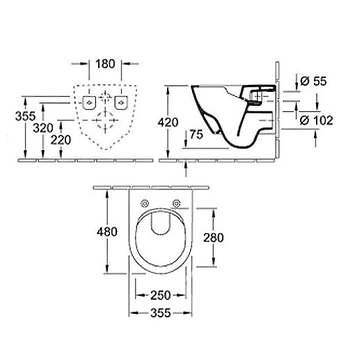 Villeroy & Boch Subway 2.0 Compact wandhängendes Tiefspül-WC mit offenem Spülrand 5606R001