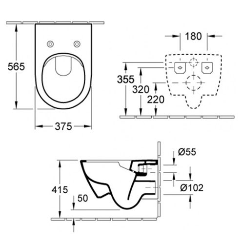 Villeroy & Boch Subway 2.0 wandhängendes Tiefspül-WC mit offenem Spülrand und DirectFlush 5614R001