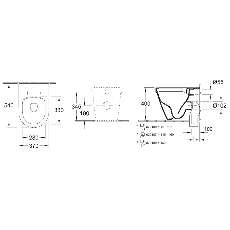 Villeroy & Boch T-WC Architectura 5690 370x540mm DirectFlush bodenst wandn WeißAlpin