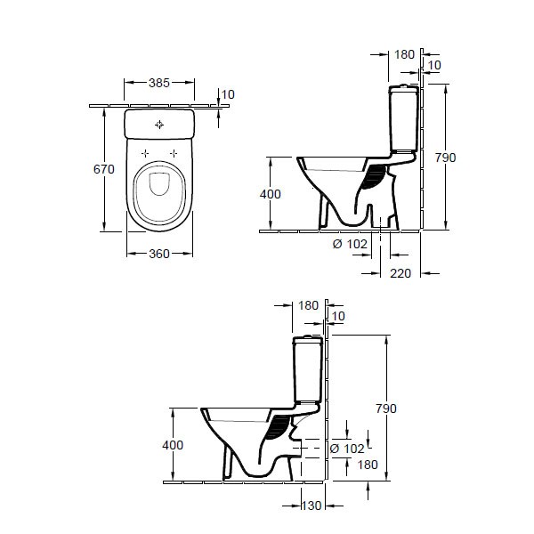 VB Tiefspülklosett Kombination O.novo 566101 360x670mm bodenstehend Weiß Alpin