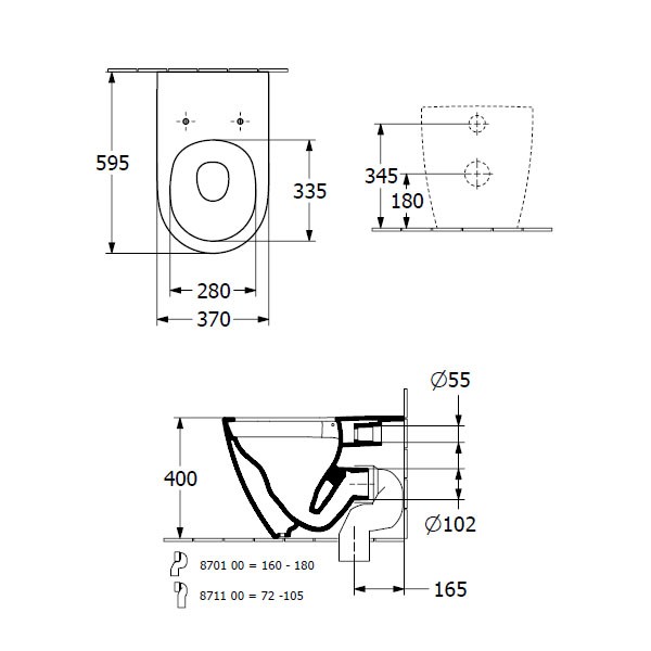 VB T-WC Subway 3.0 370x600x400mm ov bodenst Abg waagr m. TwistFlush we Alpin