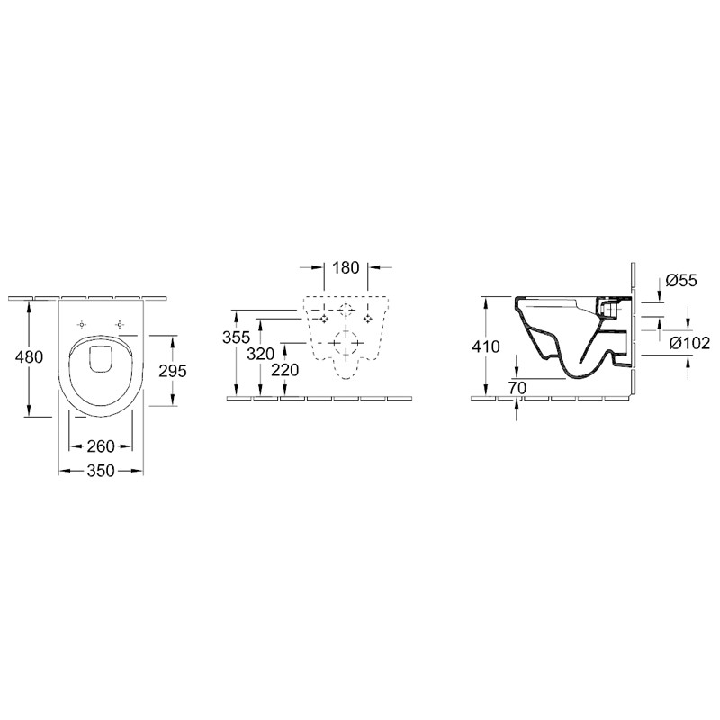 Villeroy & Boch TS-WC spülrandlComp Architectura 4687 350x480mm DF wandh WeißAlpin AB C+