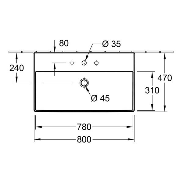 VB Waschbecken Memento 2.0 4A228G 800x470mm Rechteck Weiß Alpin