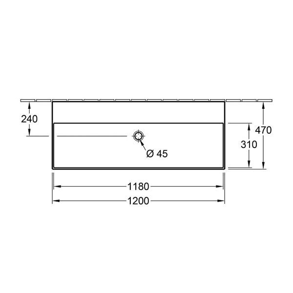 VB Waschbecken Memento 2.0 4A22C3 1200x470mm Rechteck Weiß Alpin C+