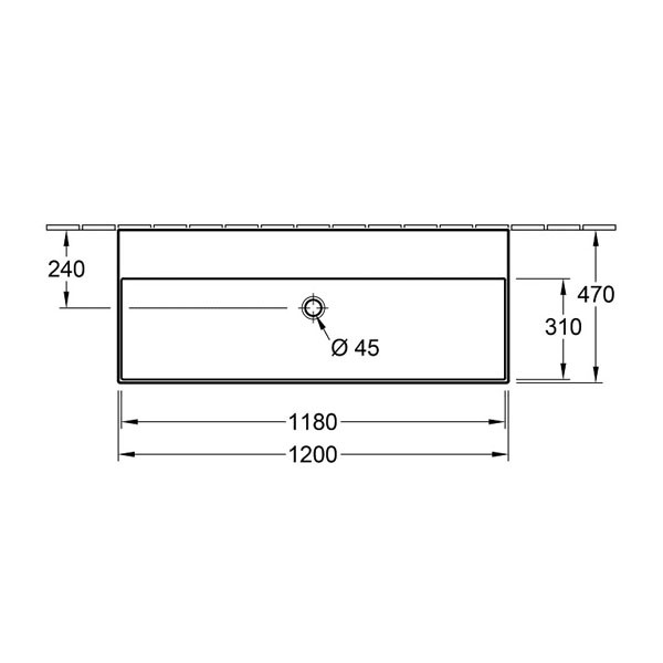 VB Waschbecken Memento 2.0 4A22CF 1200x470mm Rechteck Weiß Alpin C+