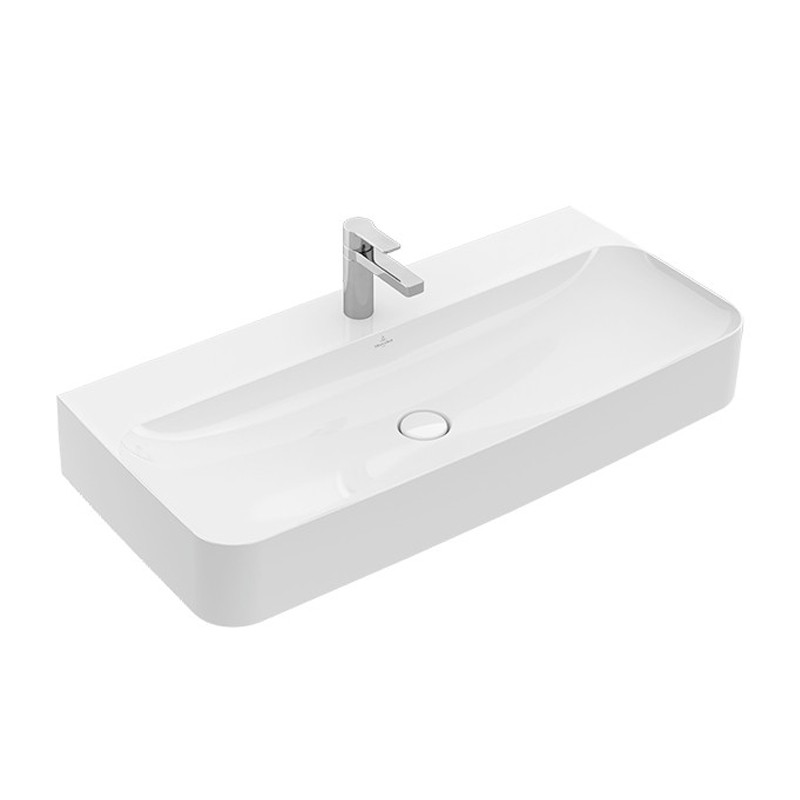 Villeroy & Boch WT Finion 4168 1000x470mm mittl HL durchgest o ÜL eck geschl Weiß Alpin C+