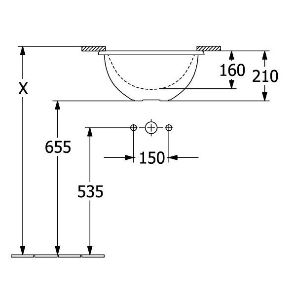 VB UnterbauWT Loop&Friends 4A5200 450x450mm Rund m. ÜL. Weiß Alpin cplus