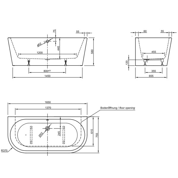 Repabad Livorno 165/75 oval F Wand 165x75x44