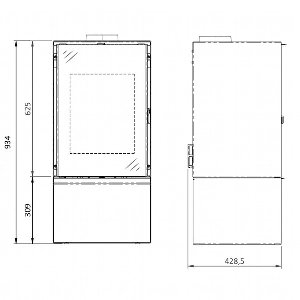 Wamsler Duplo schwarz Glastür,8,5 KW,Feuerbox