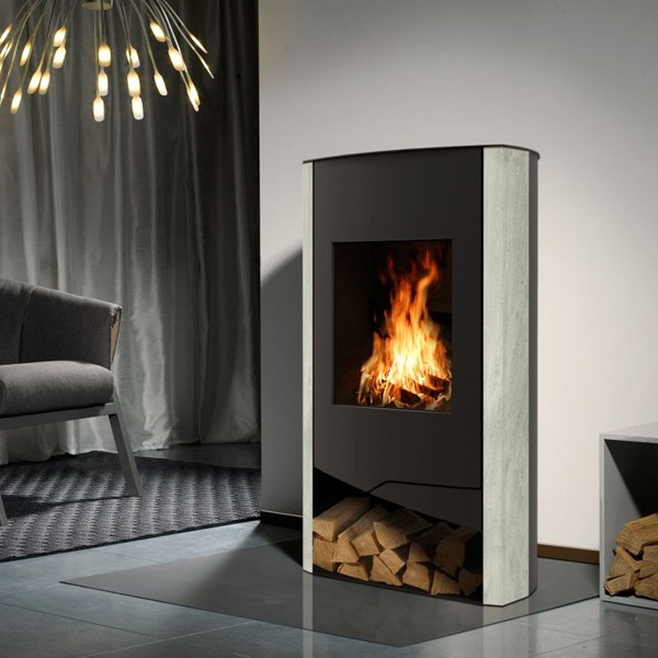 Wamsler Kaminofen N-Line schwarz Naturstein, KF 111-55 N-Line