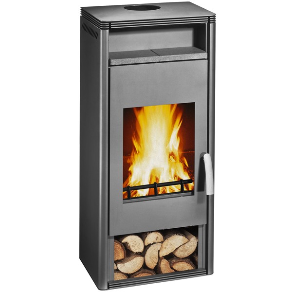 Wamsler Kaminofen "Orpheus" grau mit Warmhaltefach, KF 101-80 OF/W