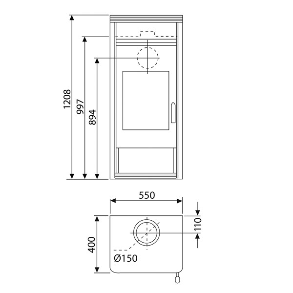 Wamsler Kaminofen "Orpheus" grau mit Warmhaltefach, KF 101-80 OF/W