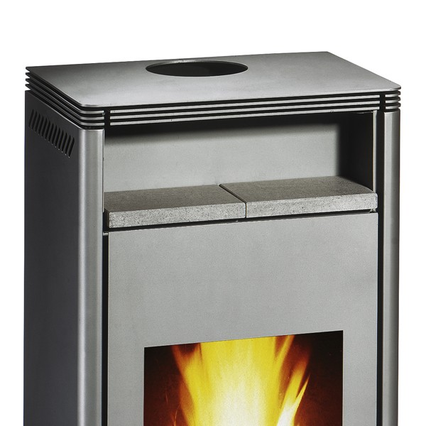 Wamsler Kaminofen "Orpheus" grau mit Warmhaltefach, KF 101-80 OF/W