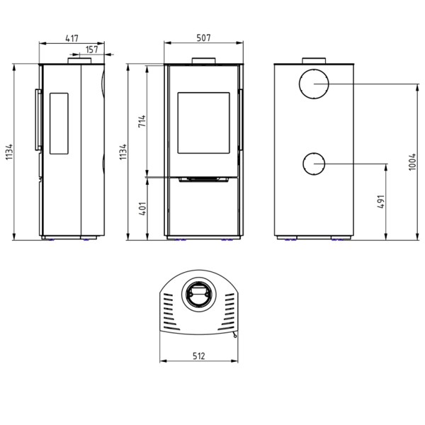 Wamsler Drei Scheiben Kaminofen "Pylon 3G" schwarz, KF 188-20