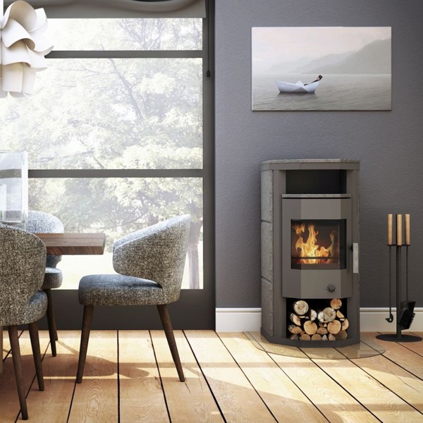 Wamsler Kaminofen "Thyra" Naturstein grau mit Dauerbrand/Automatik, KF 108-49 Thyra