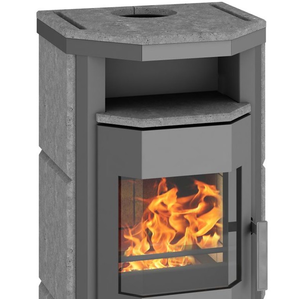 Wamsler Kaminofen "Thyra" Naturstein grau mit Dauerbrand/Automatik, KF 108-49 Thyra