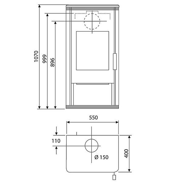 Wamsler Kaminofen "Trion" grau mit Holzlagerfach, KF 101-88 Trion-H