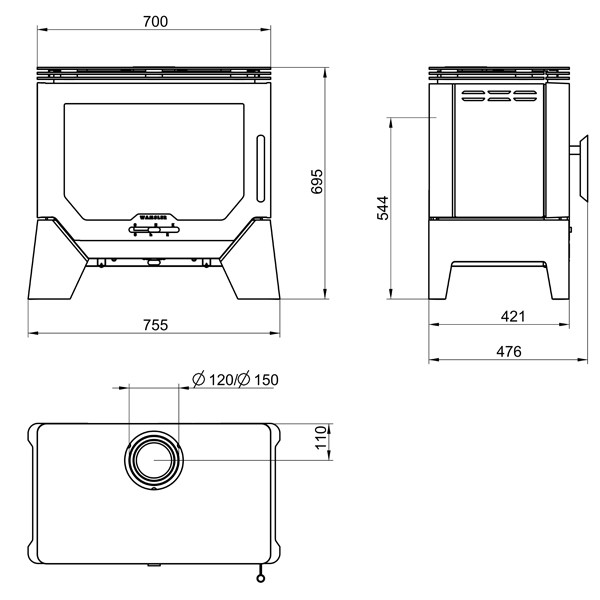 Wamsler Kaminofen "W-Box schwarz / grau, KF 113-10 W-Box
