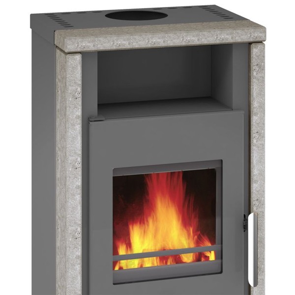 Wamsler Kaminofen "Yuna" grau Rahmen Naturstein, KF 108-40 Yuna
