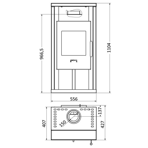 Wamsler Kaminofen "Yuna" grau Rahmen Naturstein, KF 108-40 Yuna