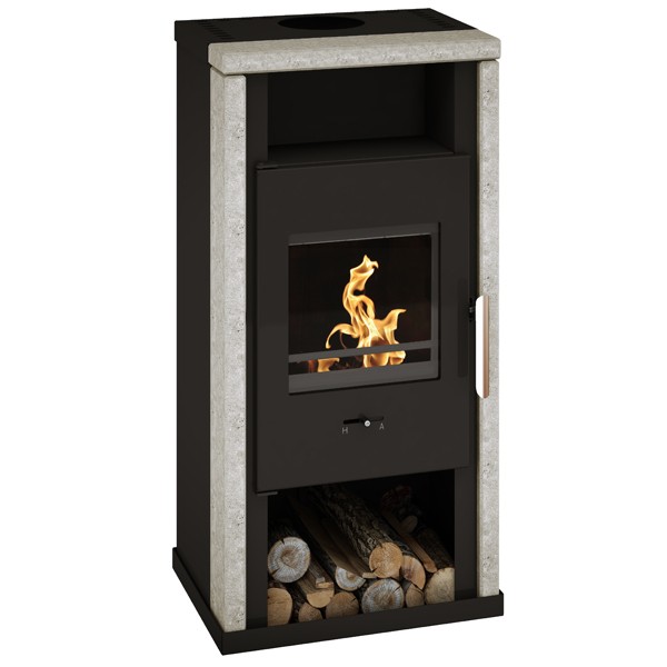 Wamsler Kaminofen "Yuna" schwarz Rahmen Sandstein Rainbow, KF 108-40 Yuna