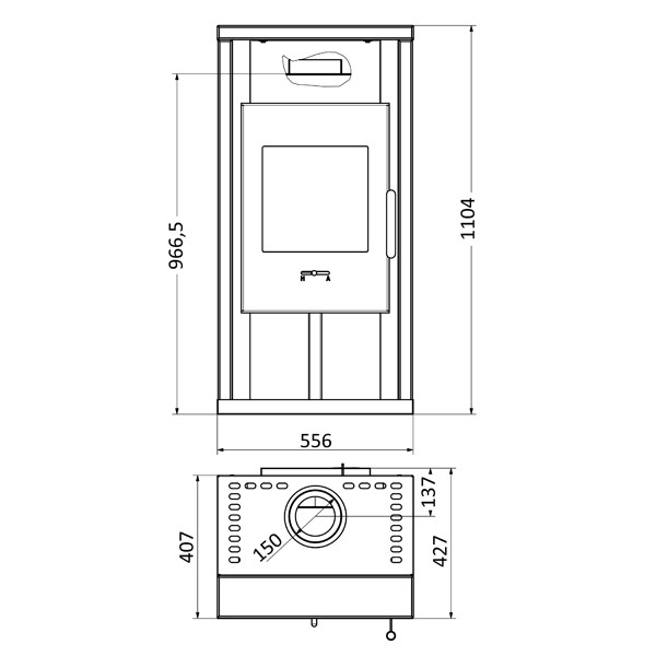 Wamsler Kaminofen "Yuna" schwarz Rahmen Sandstein Rainbow, KF 108-40 Yuna