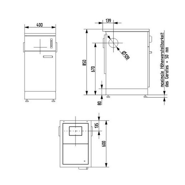 Wamsler Beistellherd K 140 Stahlplatte weiß, K 140 S