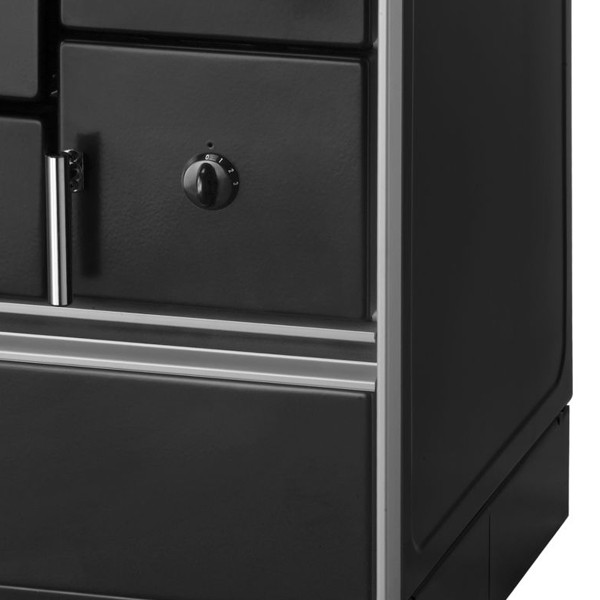 Wamsler Holzherd K 176 F/A 70 Style schwarz mit geschliffener Herdplatte und Edelstahlherdrahmen Rauchrohranschluß links, K 176 F/A 70 Style