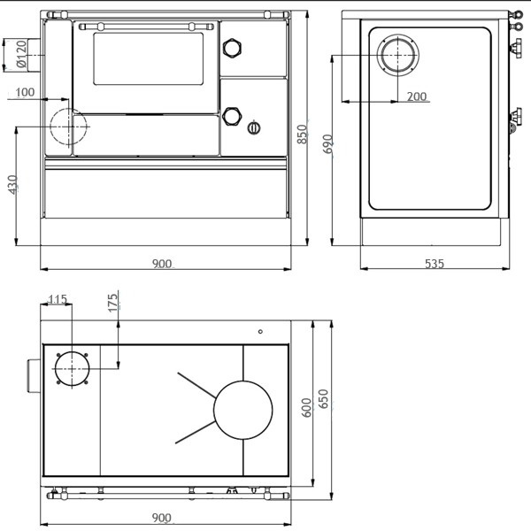 Wamsler K76F-90 WESTM,90CM,LI,SCHWARZ,7,6KW
