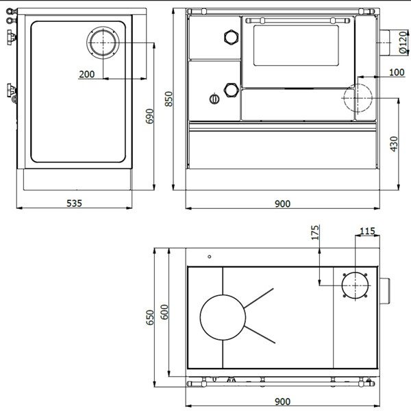 Wamsler K76F-90 WESTM,90CM,RE,SCHWARZ,7,6KW